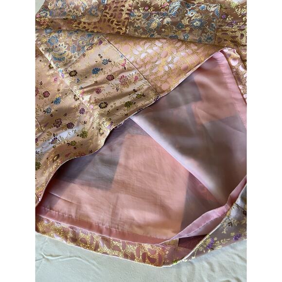 Sophie‎ Chang Sateen Pink Patchwork Lined Skirt Boho Country Women Sz M - Picture 8 of 11